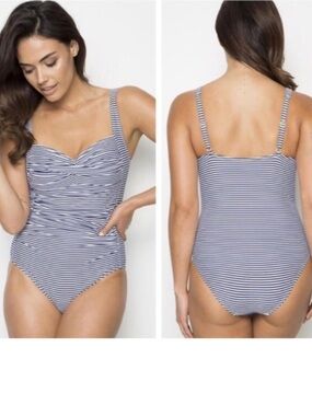 NIP TUCK Bond-Eye Australia Striped Joanne Twist Front  Tummy Control Swimsuit